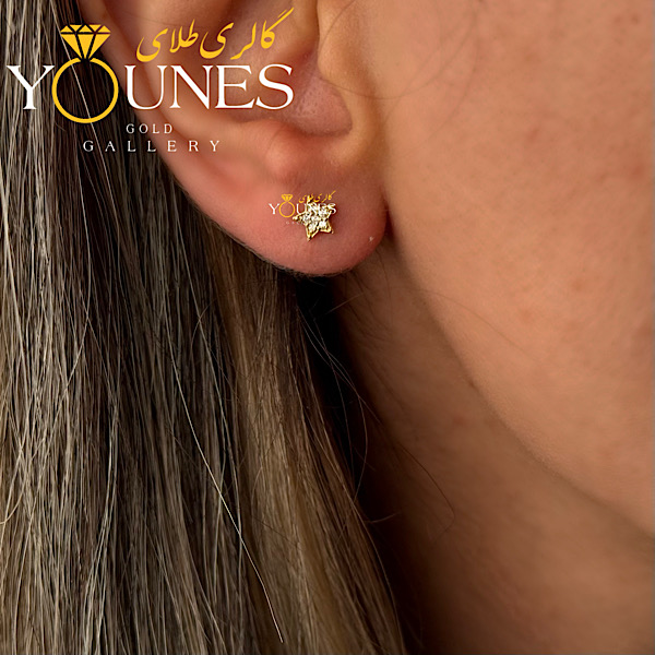 گوشواره طلا میخی ستاره نگینی